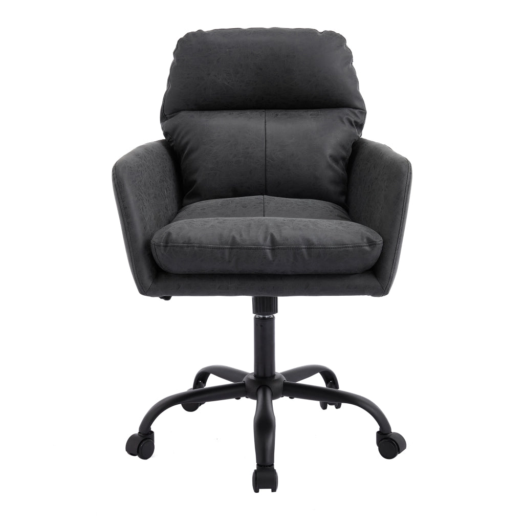 Sedia da Ufficio ¨C MINIMAL ¨C Ecopelle Nera, Altezza Regolabile