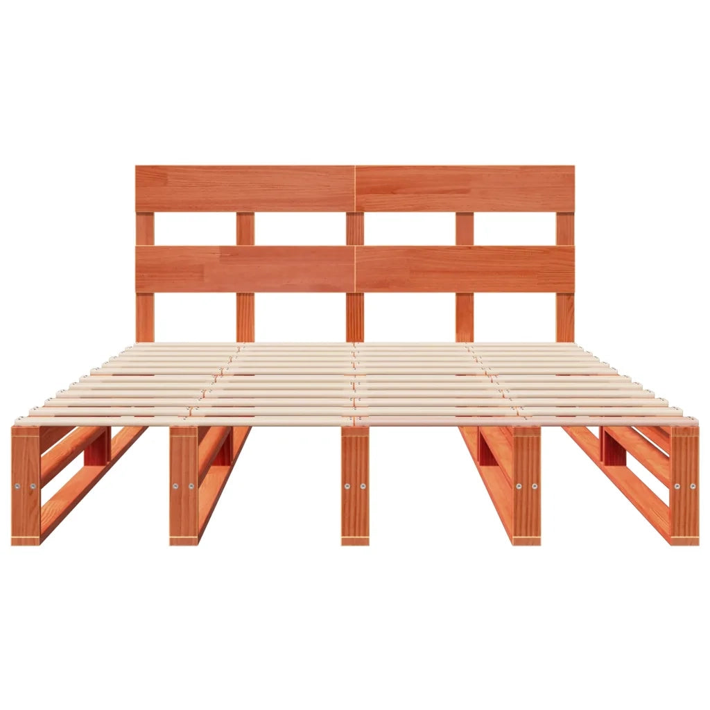 Letto senza Materasso Marrone Cera 150x200 cm in Legno di Pino