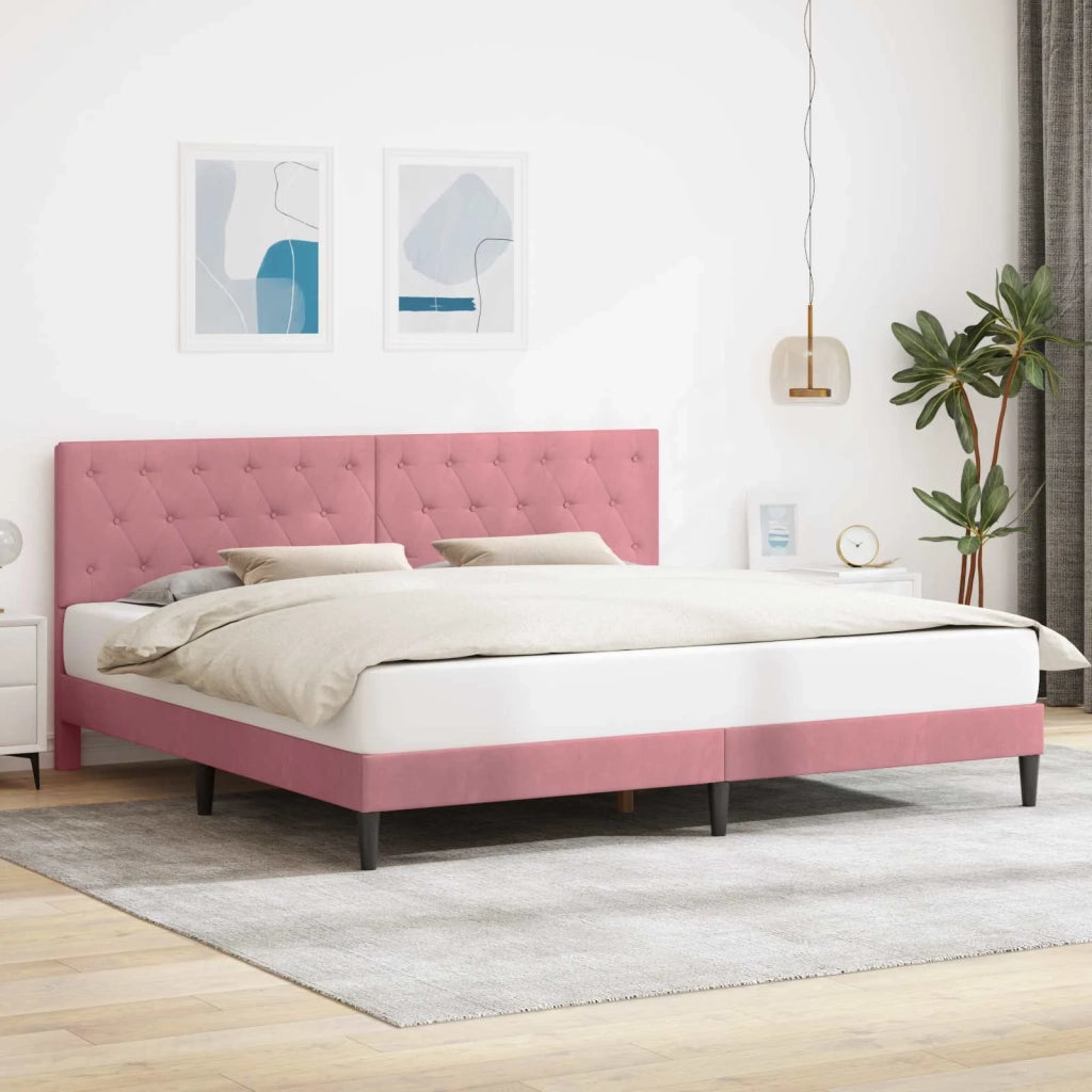 Struttura del letto con testiera-Giroletto Rosa 180 x 200 cm Velluto 196337