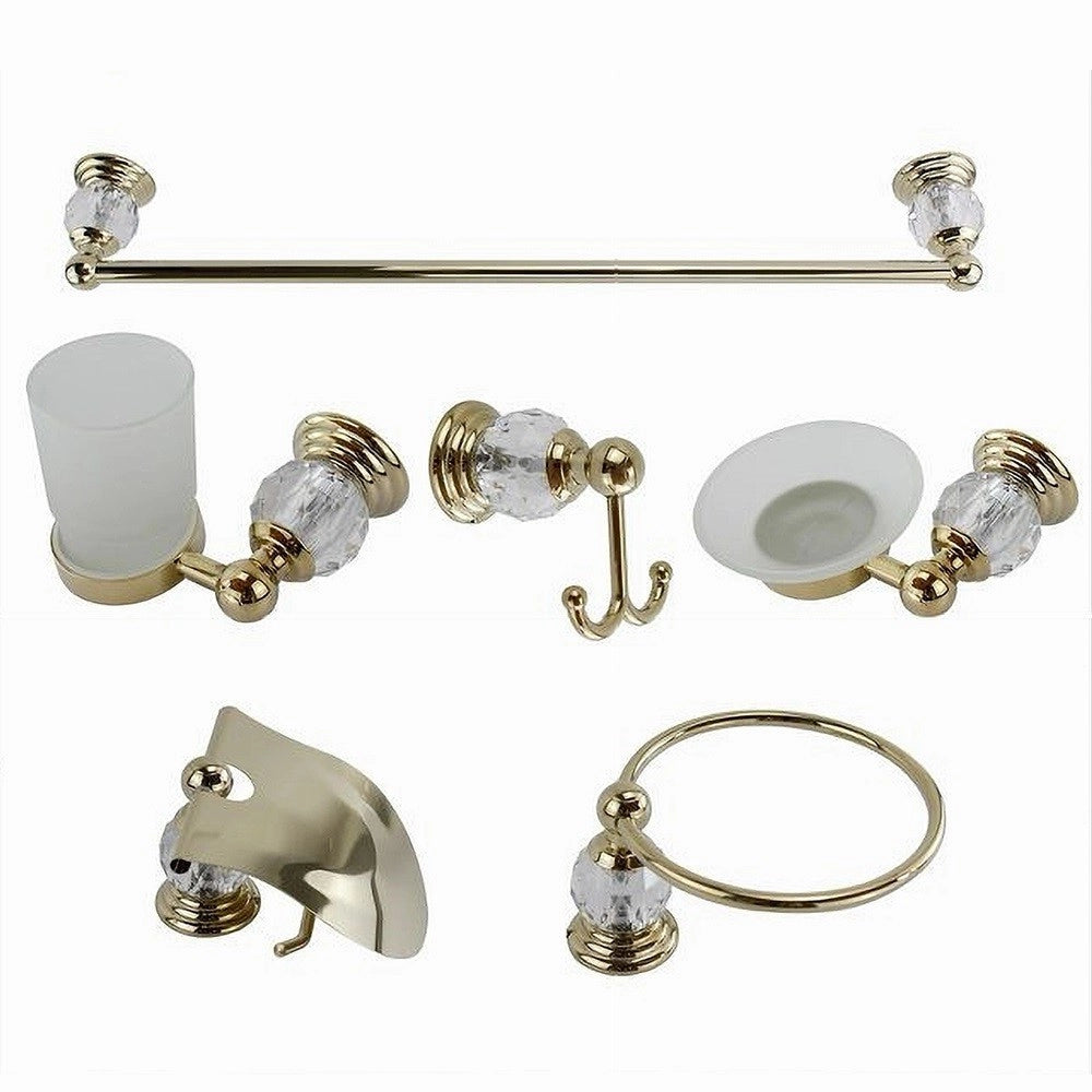 Trade Shop - Set Bagno 6pz Vetro Intagliato 69202 Porta Asciugamano Rotolo Bicchiere Spazzolino -
