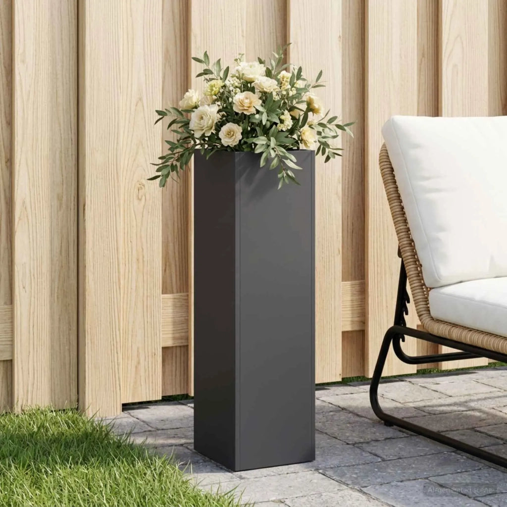 Vaso da giardino Nero 20 x 20 x 75 cm Acciaio laminato a freddo 8005316