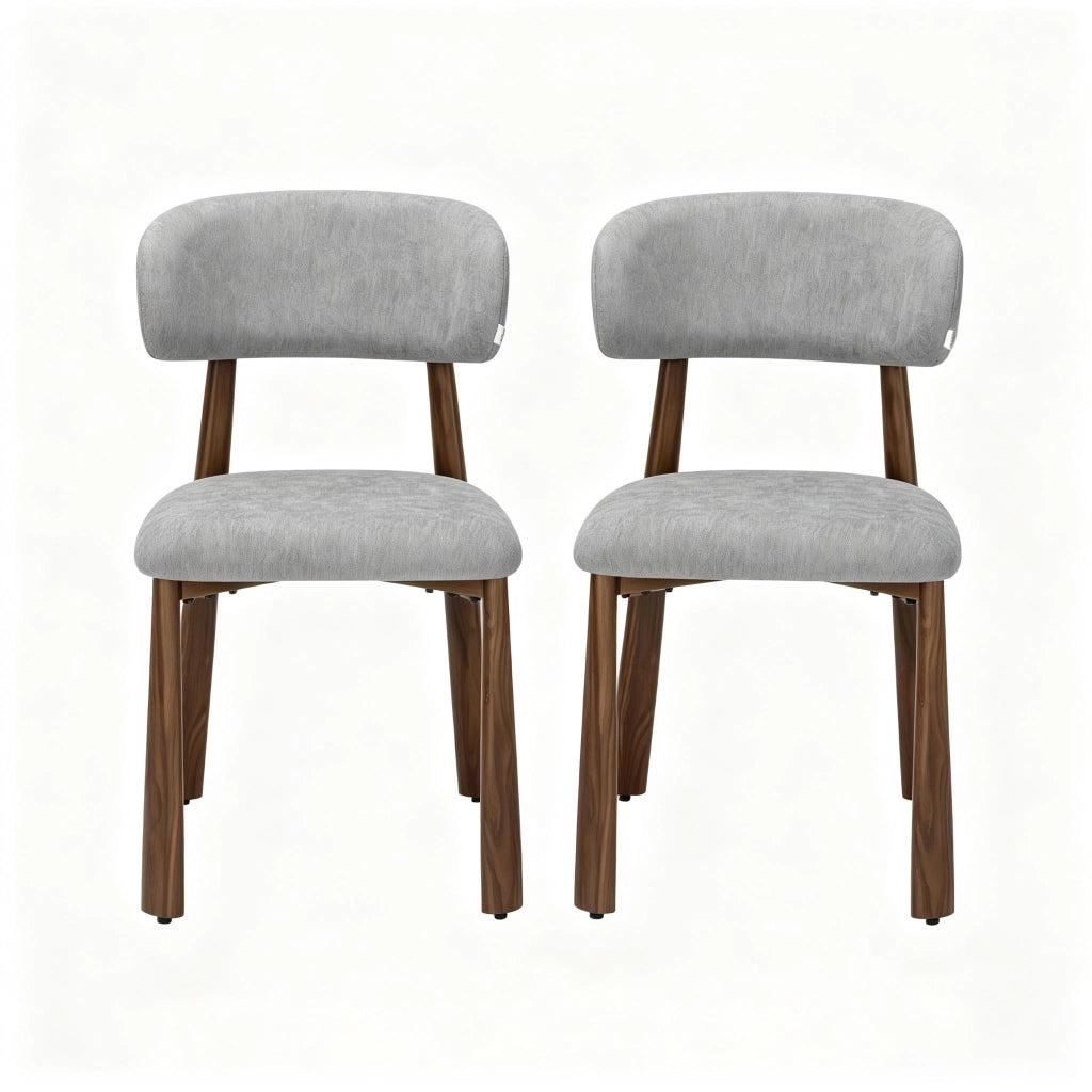 Sedia da pranzo Set da 2 con Schienale Imbottito Design Ergonomico in Ciniglia Grigio