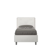 Letto singolo con rete imbottito 80x210 similpelle bianco Appia