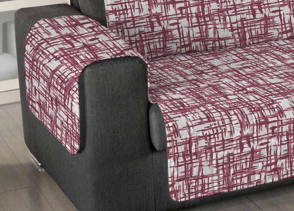 Copridivano Trapuntato Antimacchia Per Divani Con Penisola Dis. Reticolo - 240-245 cm - Bordeaux