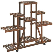 Portafiori | Sostegno per piante con Ruote 110x25x101 cm in Legno Massello di Abete
