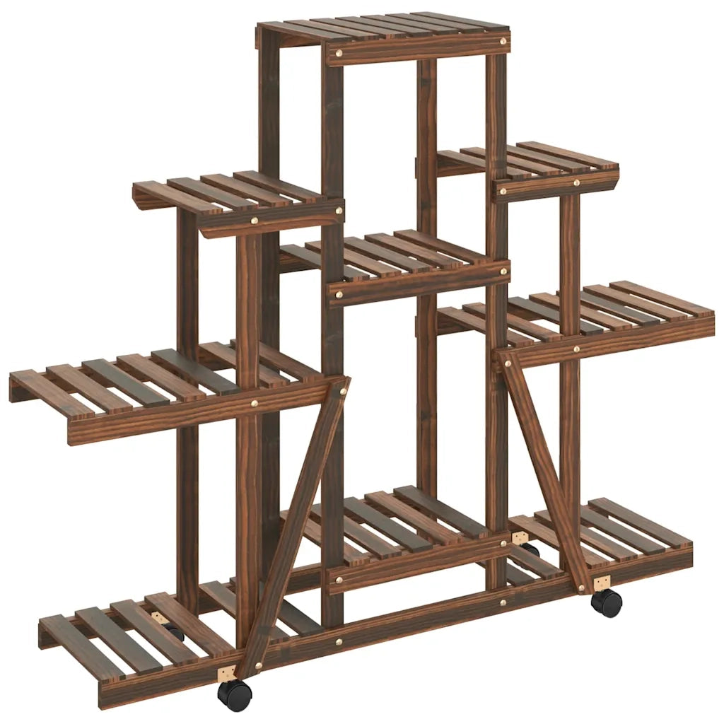 Portafiori | Sostegno per piante con Ruote 110x25x101 cm in Legno Massello di Abete