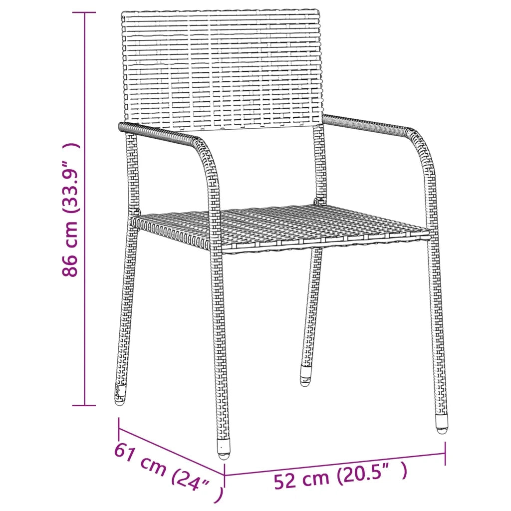 Set da Pranzo per Esterni 5 pz in Polyrattan Nero 3120096