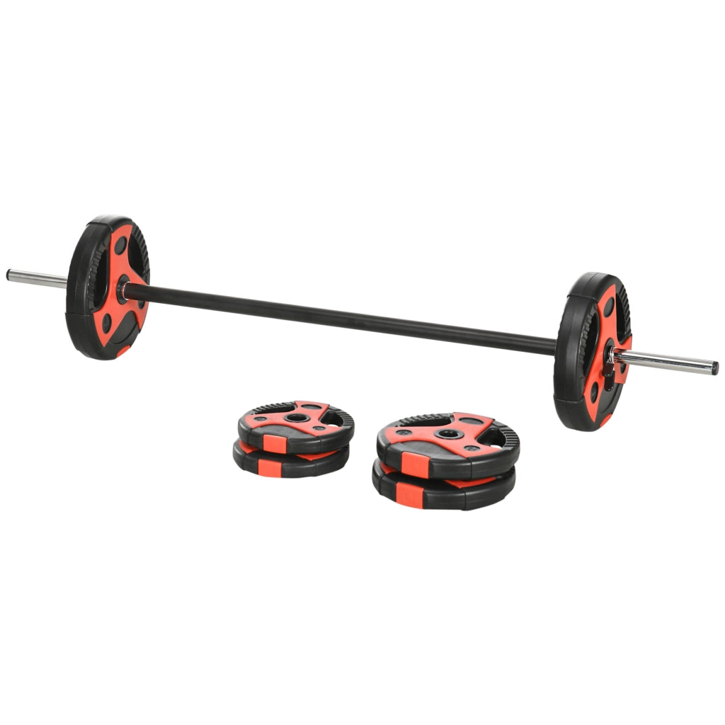 Set Bilanciere e Dischi da 20kg ¨C zephmum ¨C Nero e Rosso, Impugnatura PU Antiscivolo, ?17x140 cm