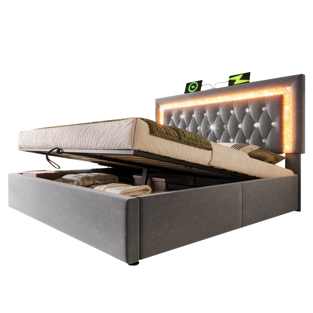 letto in velluto grigio 140x200 cm
