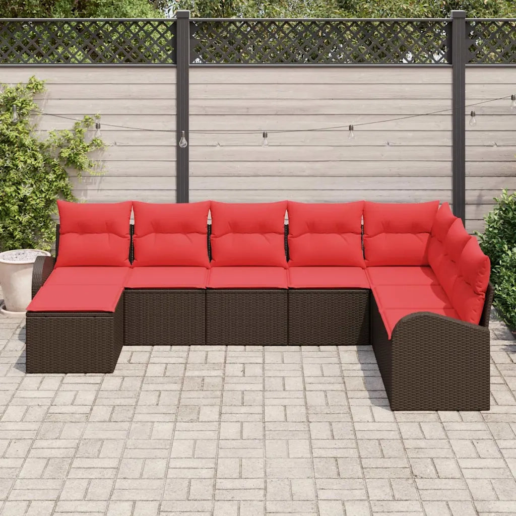 Set Divano da Giardino 8 pcs Marrone Poly Rattan 3346164