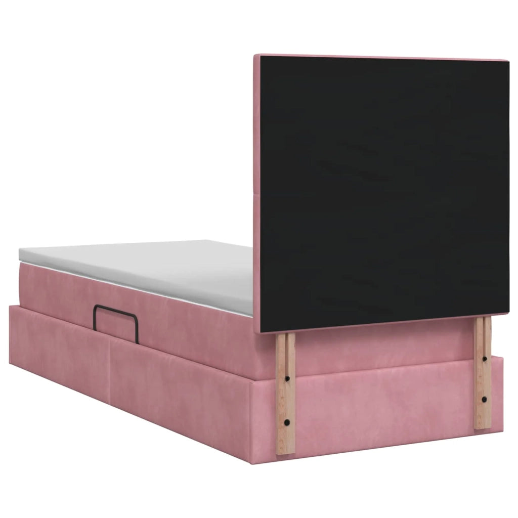 Letto con contenitore LED e materasso Rosa 100 x 200 cm Velluto 3460175