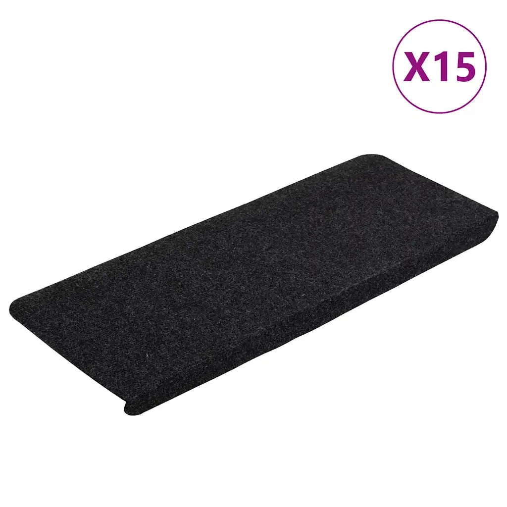 Tappetini Autoadesivi per Scale 15 pz 65x24,5x3,5 cm Nero 343478
