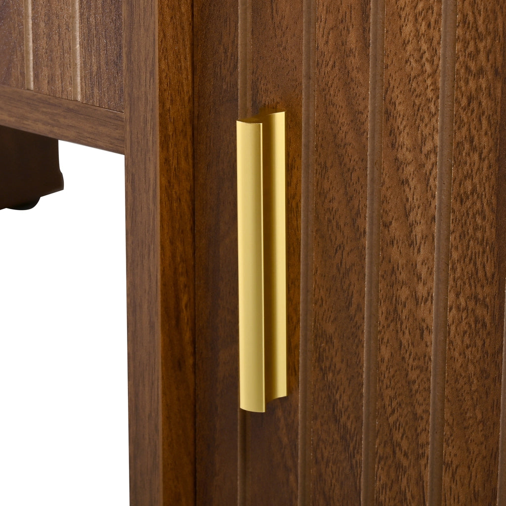 Tavolino da caffè alzabile con 2 ante scorrevoli e ripiani aperti; in MDF; Noce; 100 x 50 x 40.5 cm