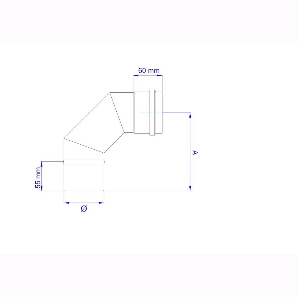 Gomito 90° per Stufa a Pellet Acciaio rivestito con smalto porcellanato 8 ⌀ cm - PN803
