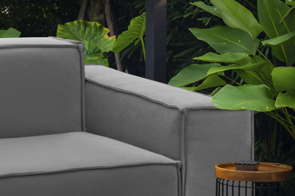 Poltrona Rodonite, Poltrona da salotto, 100% Made in Italy, Poltroncina relax in tessuto imbottito, Cm 160x95h70, Grigio