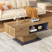 Tavolino da salotto con contenitore su due lati, vano interno, per soggiorno, in truciolare, rovere e grigio, 100 × 50 × 46,5 cm