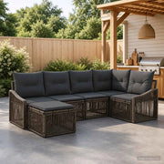 Set Divano da Giardino 6 pz Grigio polyrattan 3436073