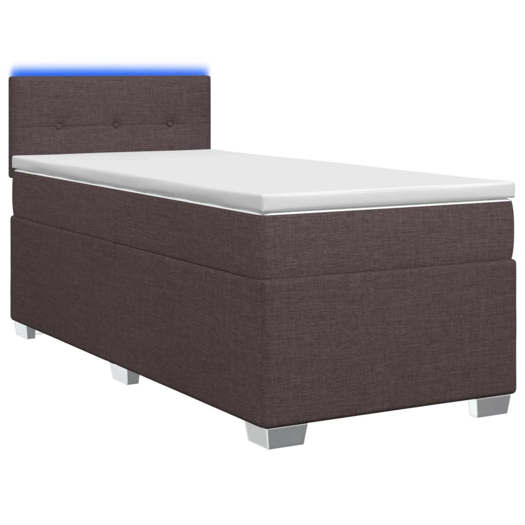 Letto con Box Spring, Materasso e LED Marrone Scuro 90 x 190 cm 3451836