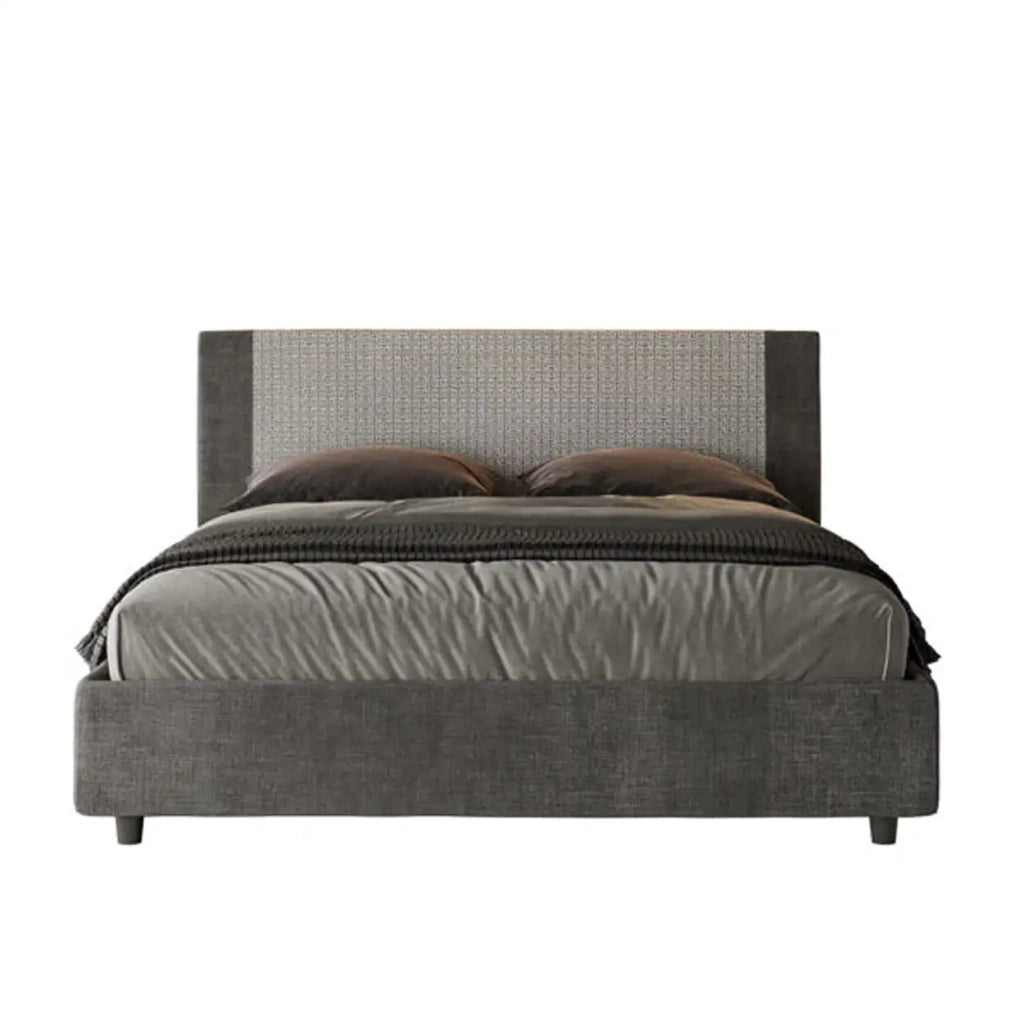 Letto matrimoniale contenitore imbottito 160x190 tessuto Labirinto 2 grigio Rosal