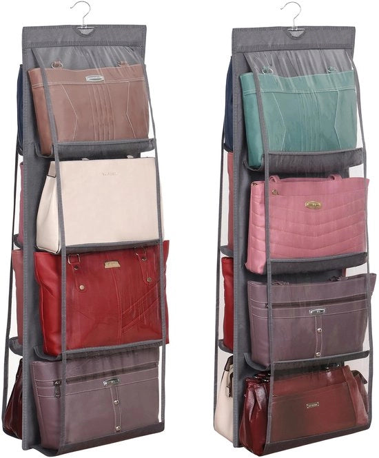 Organizzatore per Borse - 2 Set - 8 Compartimenti Vetrati - Flessibile - Gravità di Sostegno per Cappotto - Organizzatore per Borse da Mano