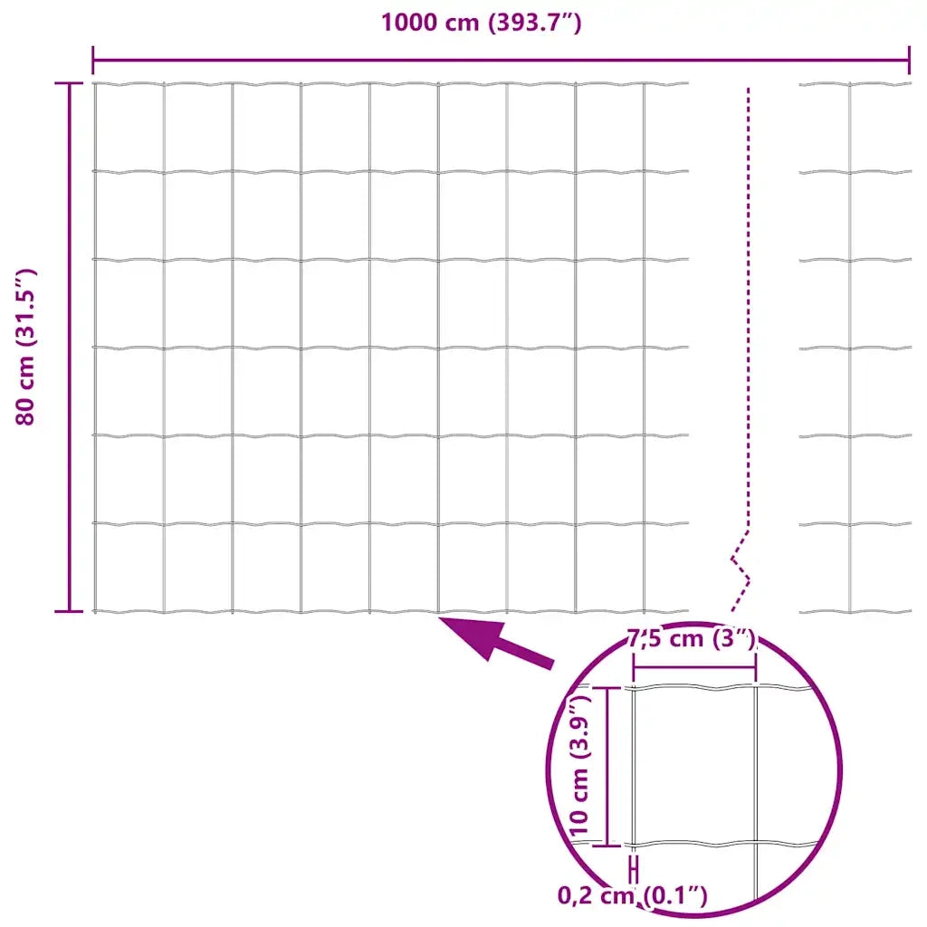 Recinzione Euro 0,8 x 10 m Ferro rivestito in PVC 42004644