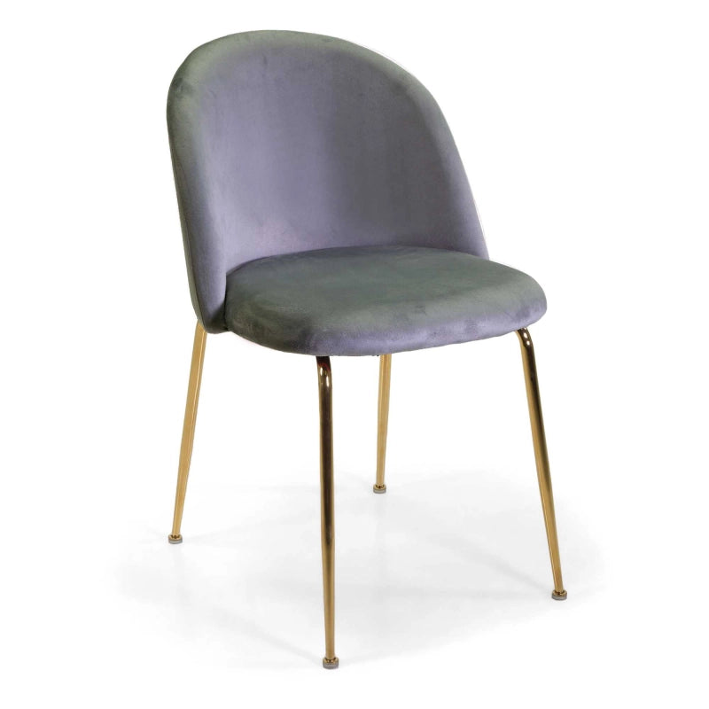 Sedia velluto Sammi grigio struttura oro cm 50x57h47/77,5