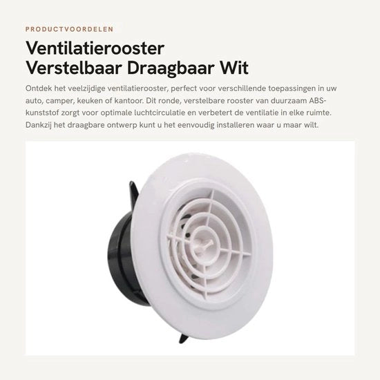 Ventilatore a soffitto rotondo - Regolabile - In ABS - Portatile - Per uso con aria condizionata - Ventilazione a parete - Ventilatore a soffitto