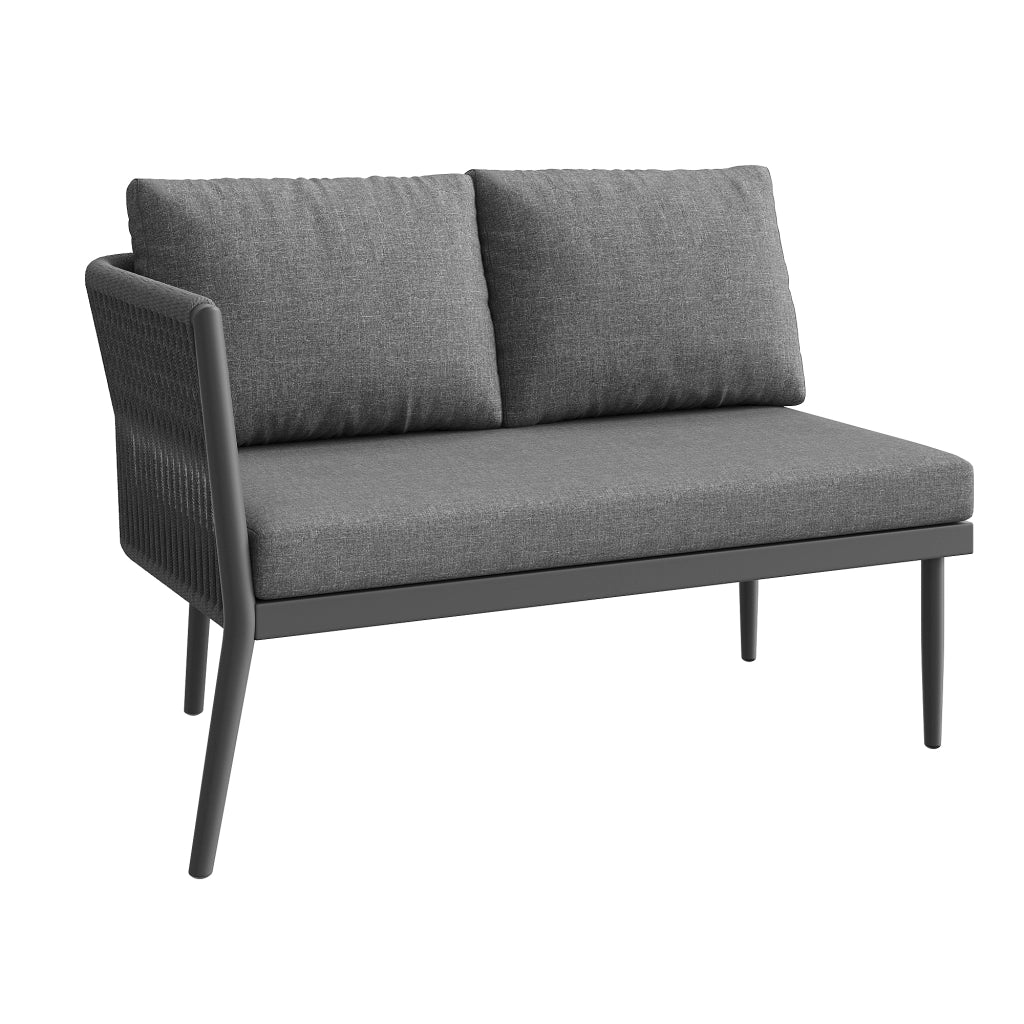 Set lounge da giardino modulare 6 pezzi con 2 tavolini in metallo e olefin grigio