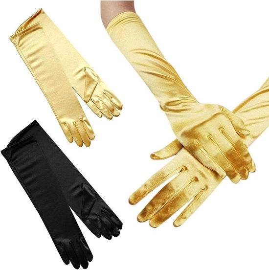 Maniche lunghe per donne - Cod. 1920 - Nero - Satin - Abito da sposa - Abito da sera
