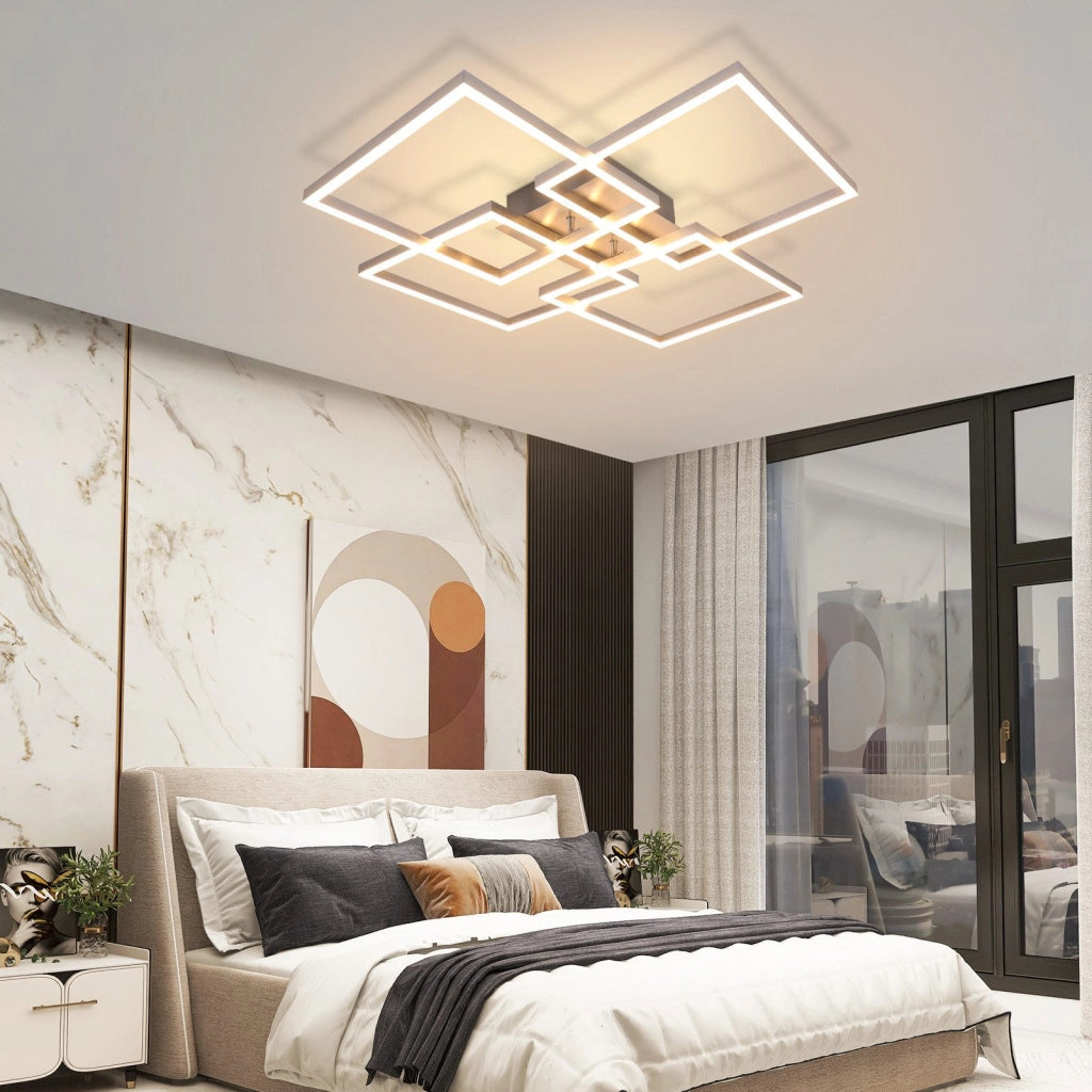 ZMH Lampada da soffitto LED da soffitto per soggiorno 72 cm rettangolare argento dimmerabile 48 W