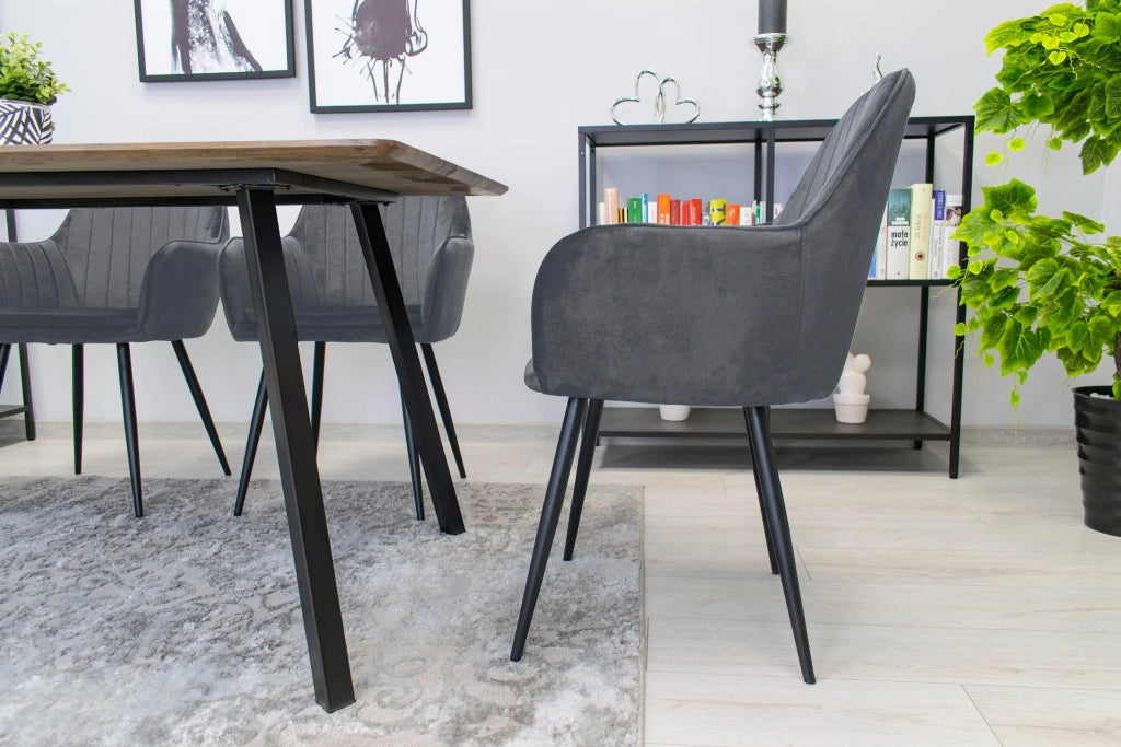 Sedia VALORA LUGO - Velluto grigio scuro con gambe nere