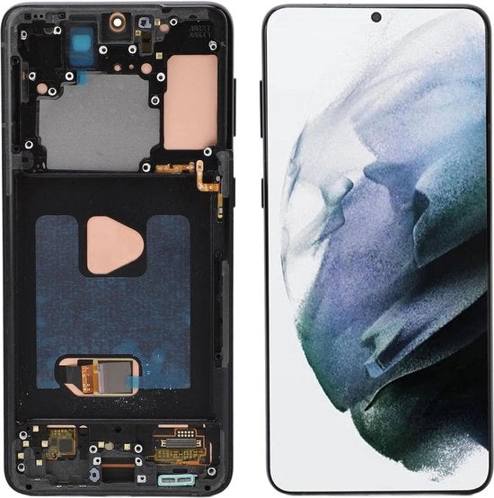 Sostituzione dello schermo OLED per Galaxy S21+ 5G SM-G996B 67 Pollici Touchscreen Digitizer-montaggio Concluso con Frame Strumenti per impronte digitali e riparazione (Nero)