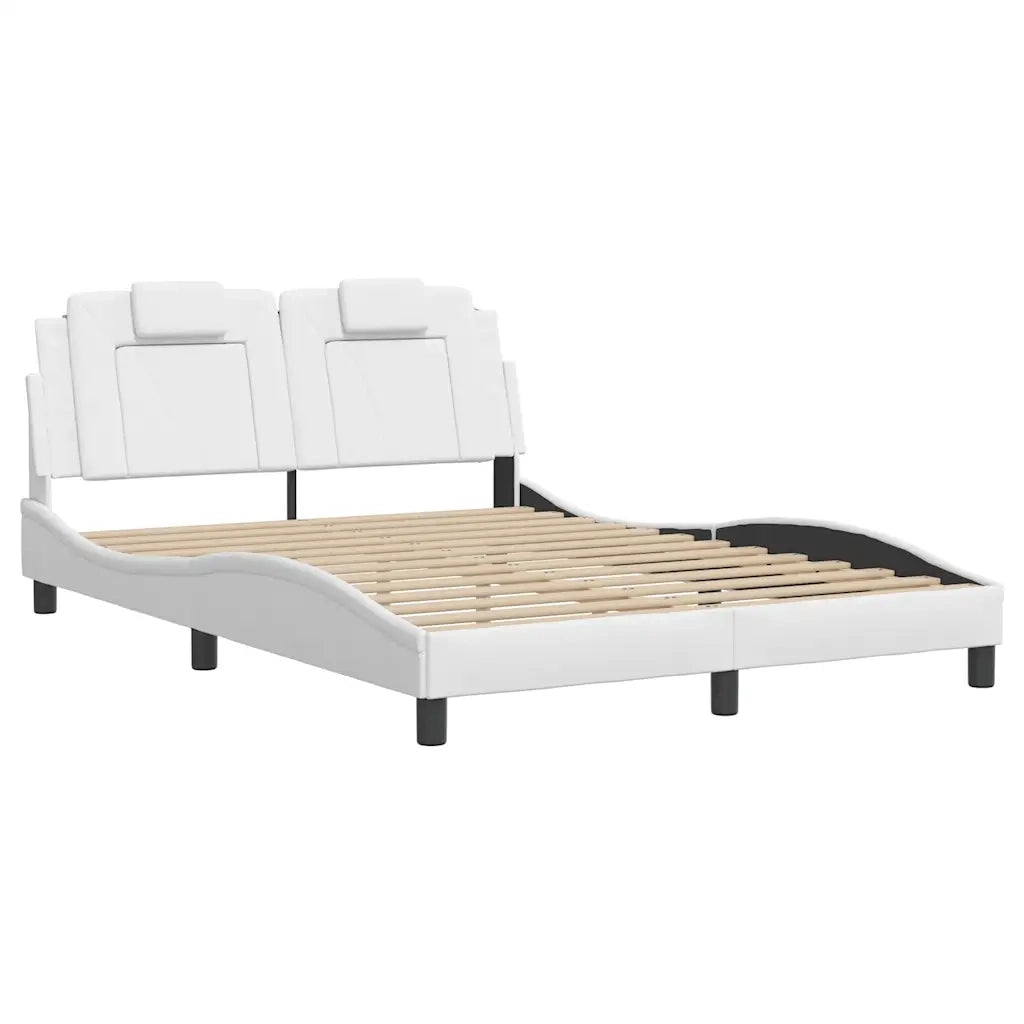 Giroletto Viana senza Materasso-Struttura Letto Bianco 140x200 cm in Similpelle