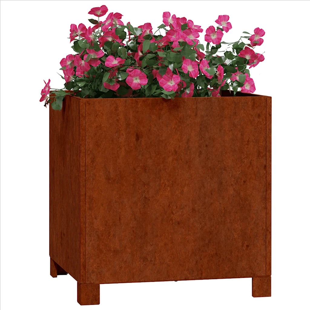 2 pz Fioriere | Cassetta per fiori | Vaso con Gambe Ruggine 40x40x40 cm Acciaio Corten