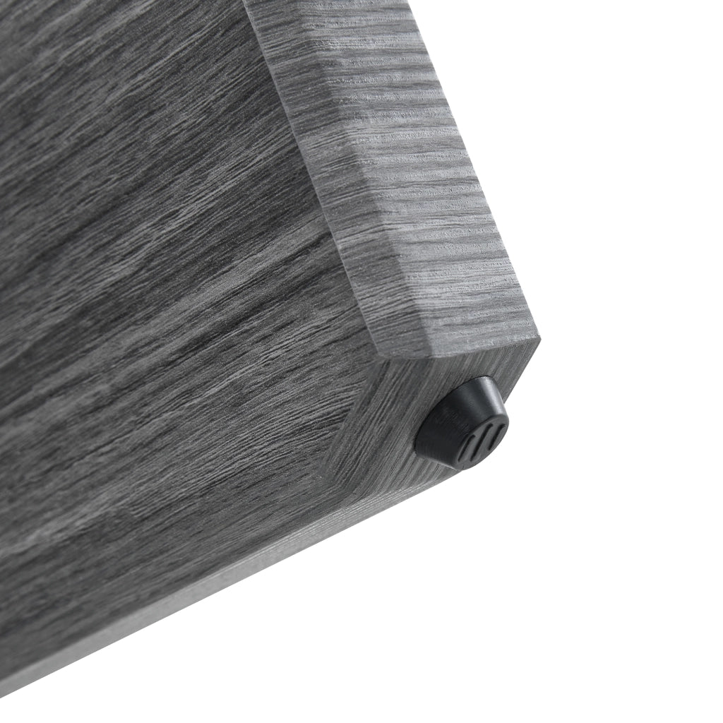 Tavolino da caffè rotondo in MDF e vetro, Ø 79 cm, grigio e trasparente