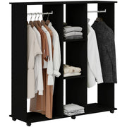 Armadio a Rullo Mobile con Appendiabiti ¨C Minimal ¨C Legno Nero 120x40x128 cm