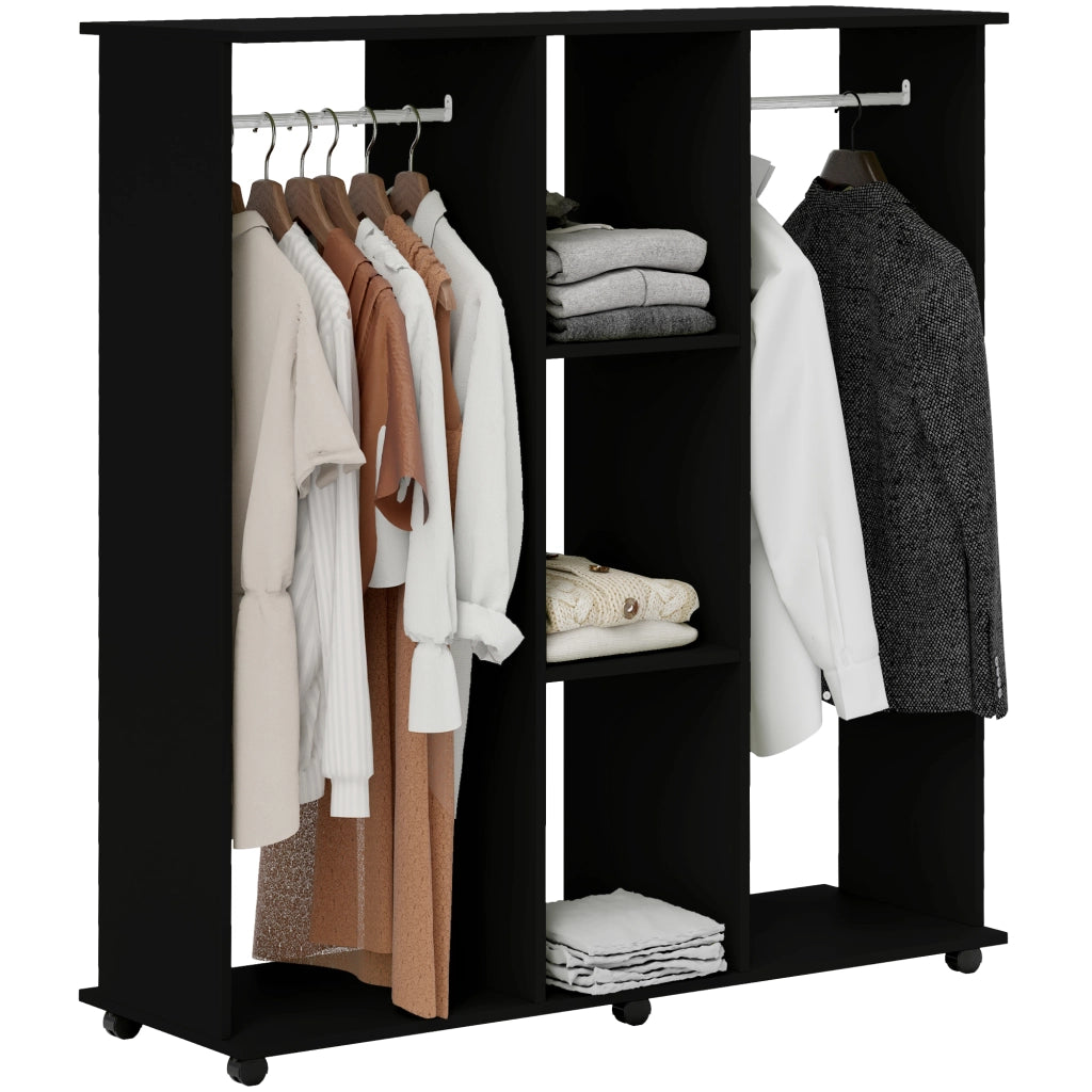 Armadio a Rullo Mobile con Appendiabiti ¨C Minimal ¨C Legno Nero 120x40x128 cm