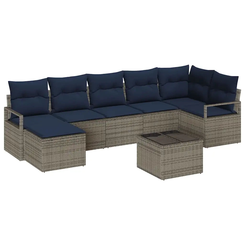 Set di divani con cuscino 8 pcs Grigio polyrattan 3346485