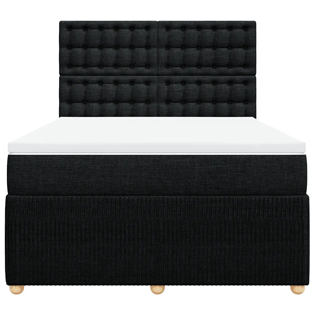 Giroletto a Molle con Materasso Nero 160x200 cm in Tessuto