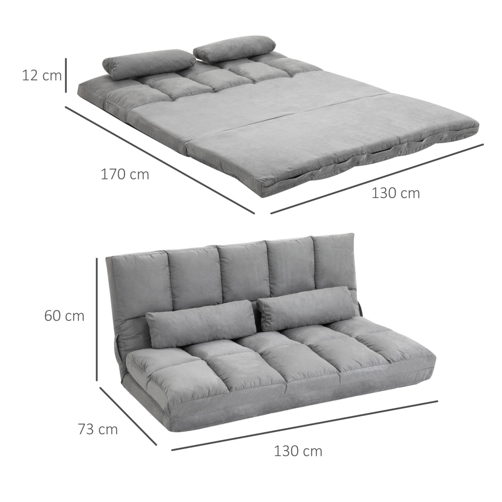 Divano Letto 2 Posti Reclinabile ¨C Xylo ¨C Tessuto Grigio Chiaro 130x73x60 cm