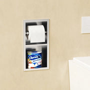 Ingresso toilette in muratura, nis toilette in acciaio inossidabile, toilette con contenitore per carta igienica e spazio di deposito, fissaggio al muro, doppio strato, 34 x 18 cm, finitura a specchio nichelato