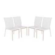 Set 4 sedie da giardino impilabili in alluminio e textilene, beige