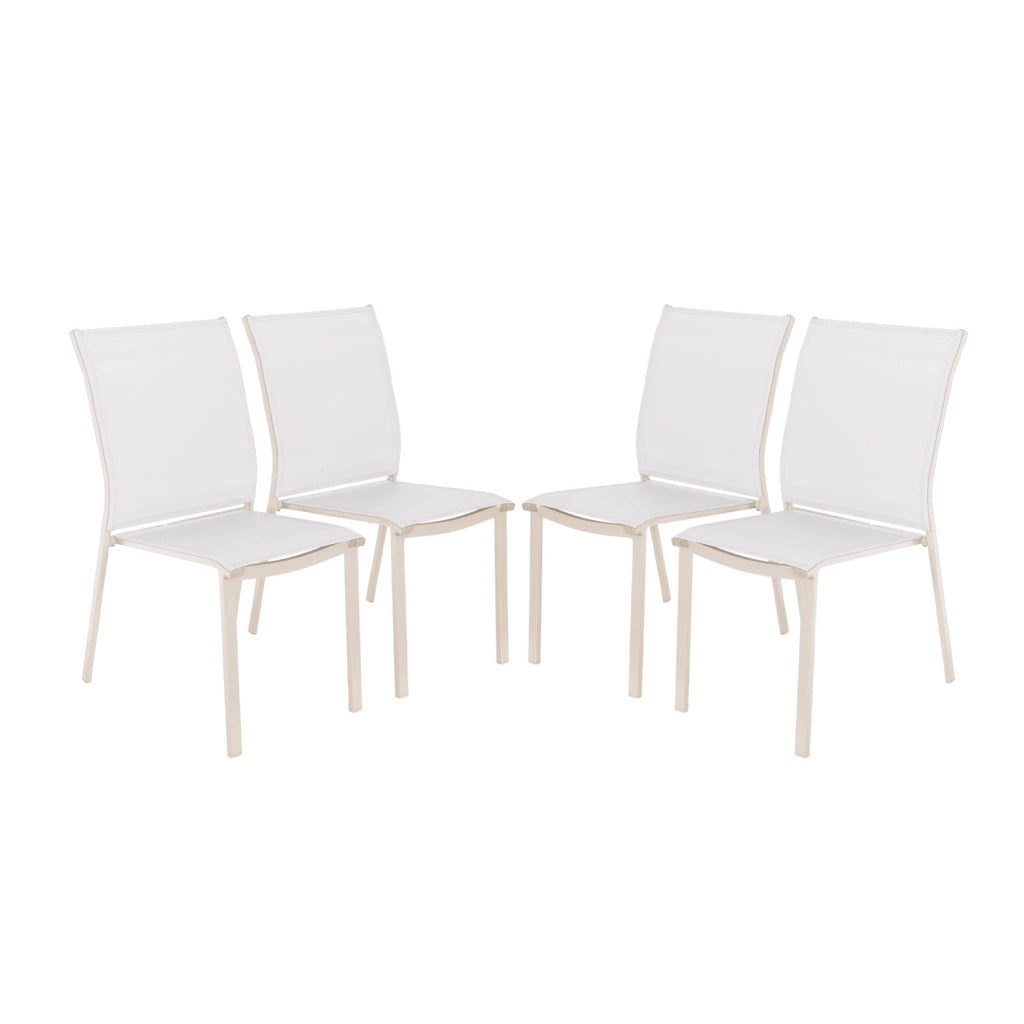 Set 4 sedie da giardino impilabili in alluminio e textilene, beige