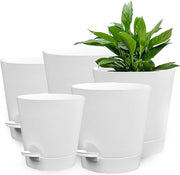 5 vasi di plastica per fiori con sistema di irrigazione - autosorvimento - 175/165/15/14/125 cm - bianco - interno ed esterno