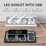 Tavolino da Caff¨¨ con Prese USB ¨C Xylo ¨C Grigio