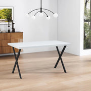 Tavolo fisso rettangolare Brayn colore bianco 139x80x76H gambe in metallo nero