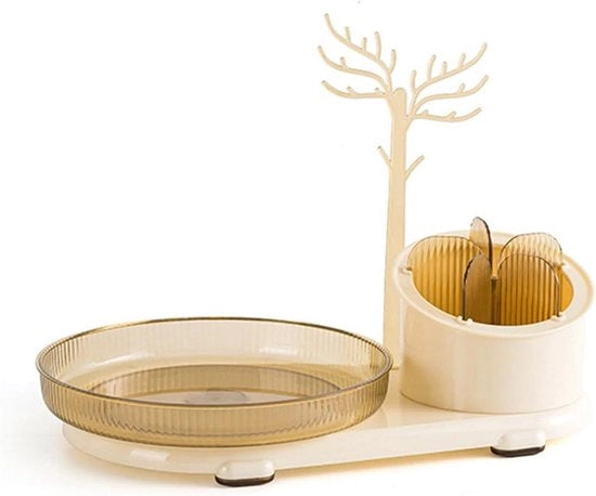 Organizzatore per trucchi con design rotante per cura della pelle - deposito cosmetico con albero di gioielli