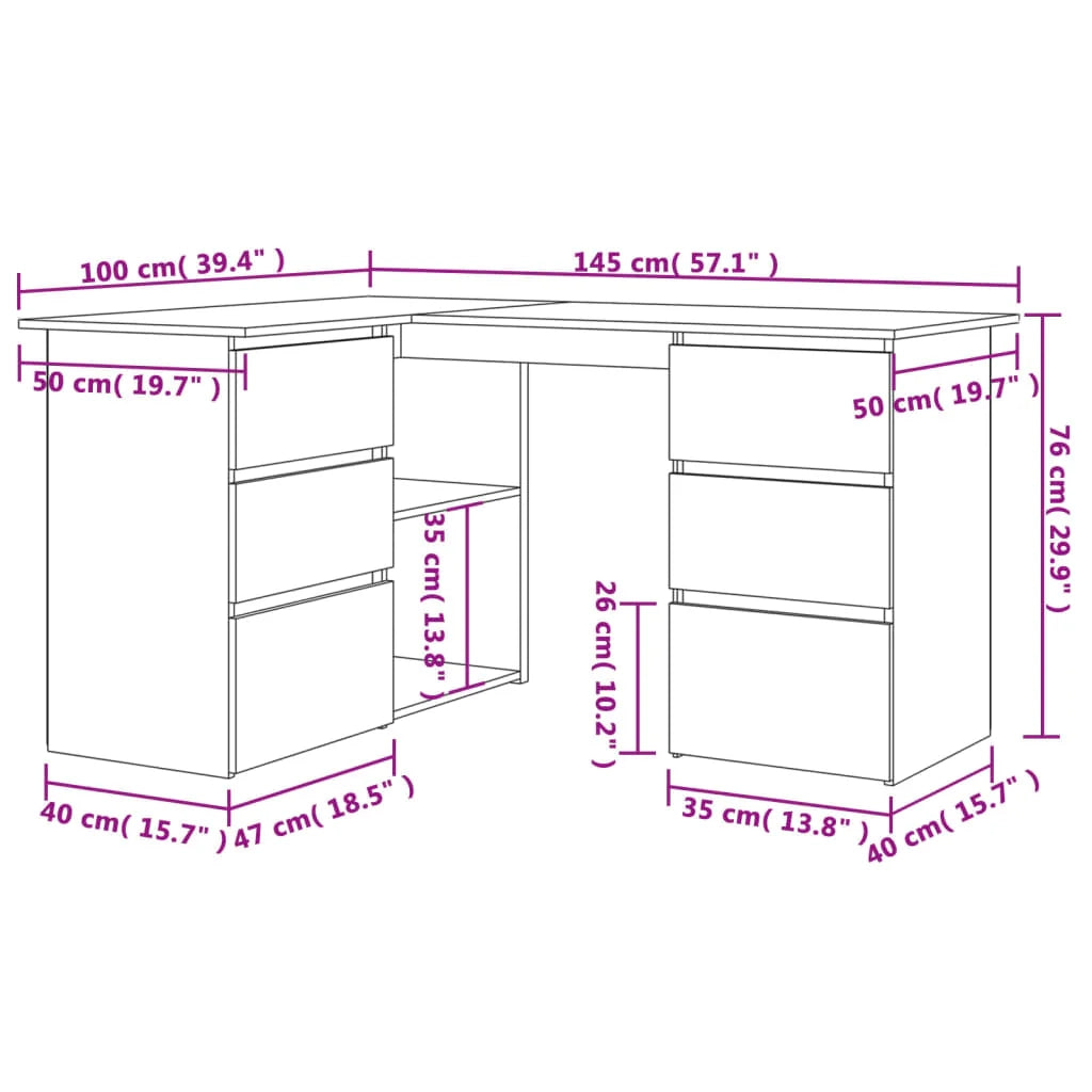 Scrivania tavolo postazione di lavoro mobile per computer scrivania angolare 145 x 100 x 76 cm legno ingegnerizzato grigio 02_0023687