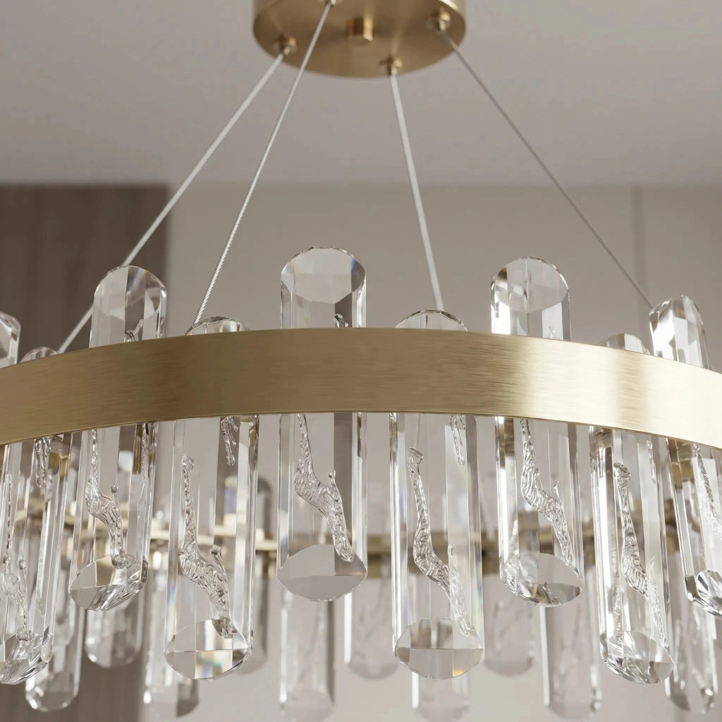 Lampada A Sospensione A Led In Cristallo Swe074-1cp 50cm Brushed Gold