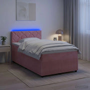 Letto box spring con materasso Rosa 120 x 190 cm Velluto 3453112